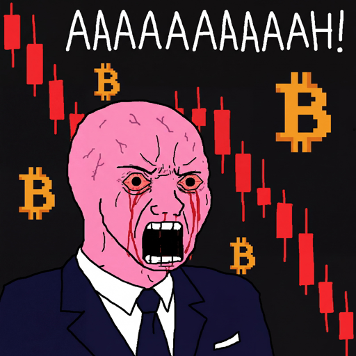 Wojak meme depicting a Bitcoin Skeptic - pink angry face dismissing cryptocurrency
